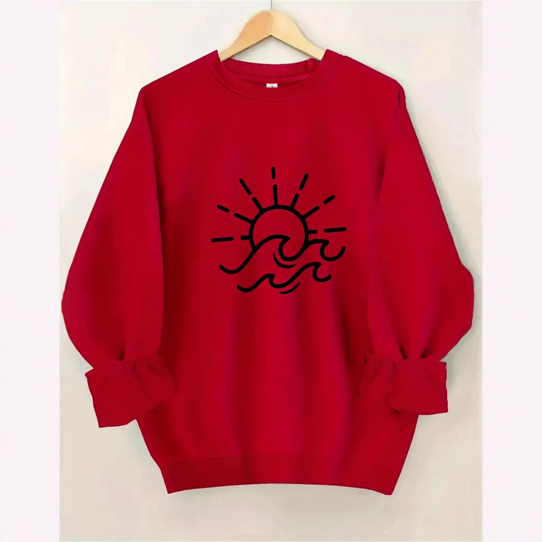Damen Sweatshirt Sonnen Wellen Motiv Eveloria - Eveloria