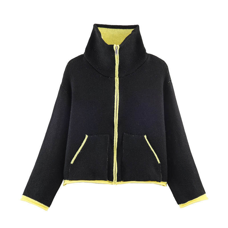 Damen Fleecejacke Oversized Hochkragen Praktische Taschen