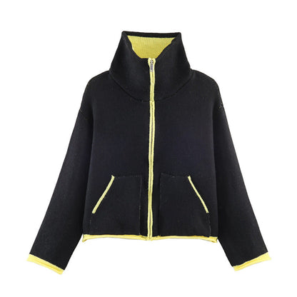 Damen Fleecejacke Oversized Hochkragen Praktische Taschen