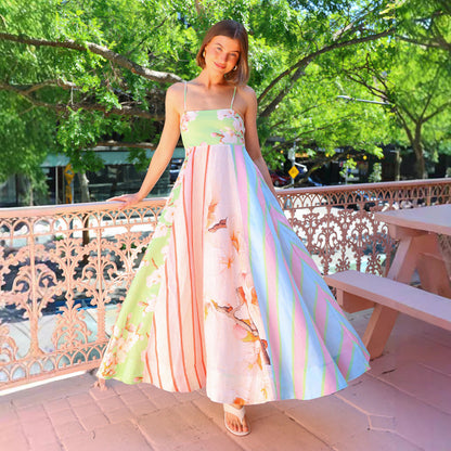 Damen Maxikleid Verspielt Muster Fließend Eveloria