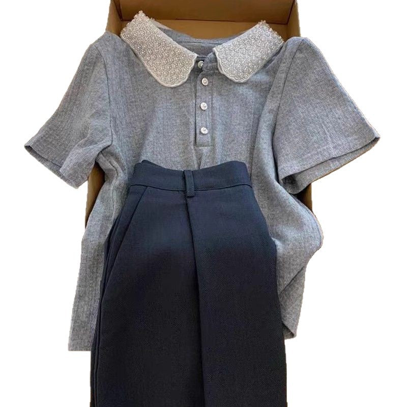Damen Polo-Shirt Elegant Kragen Weiß