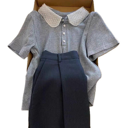 Damen Polo-Shirt Elegant Kragen Weiß