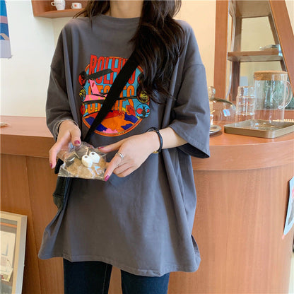 Damen Grafik T-Shirt Kleid Lässig Modern