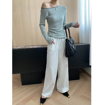 Damen Langarmoberteil Asymmetrisch Figurbetonter Stoff Eveloria