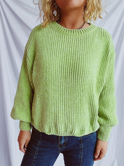 Damen Grobstrickpullover Weite Ärmel Strukturiert Beige