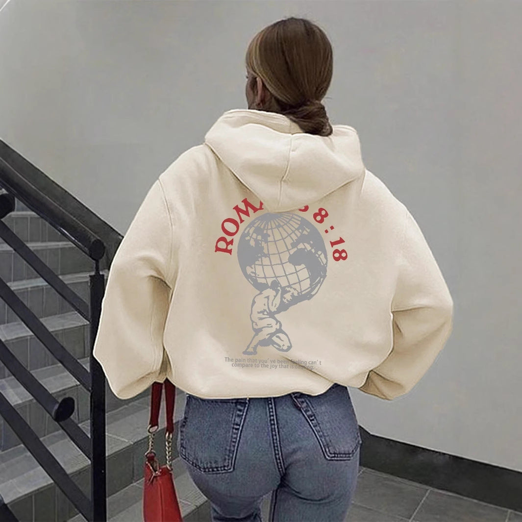 Damen Kapuzenpullover Weltmotiv Druck Eveloria