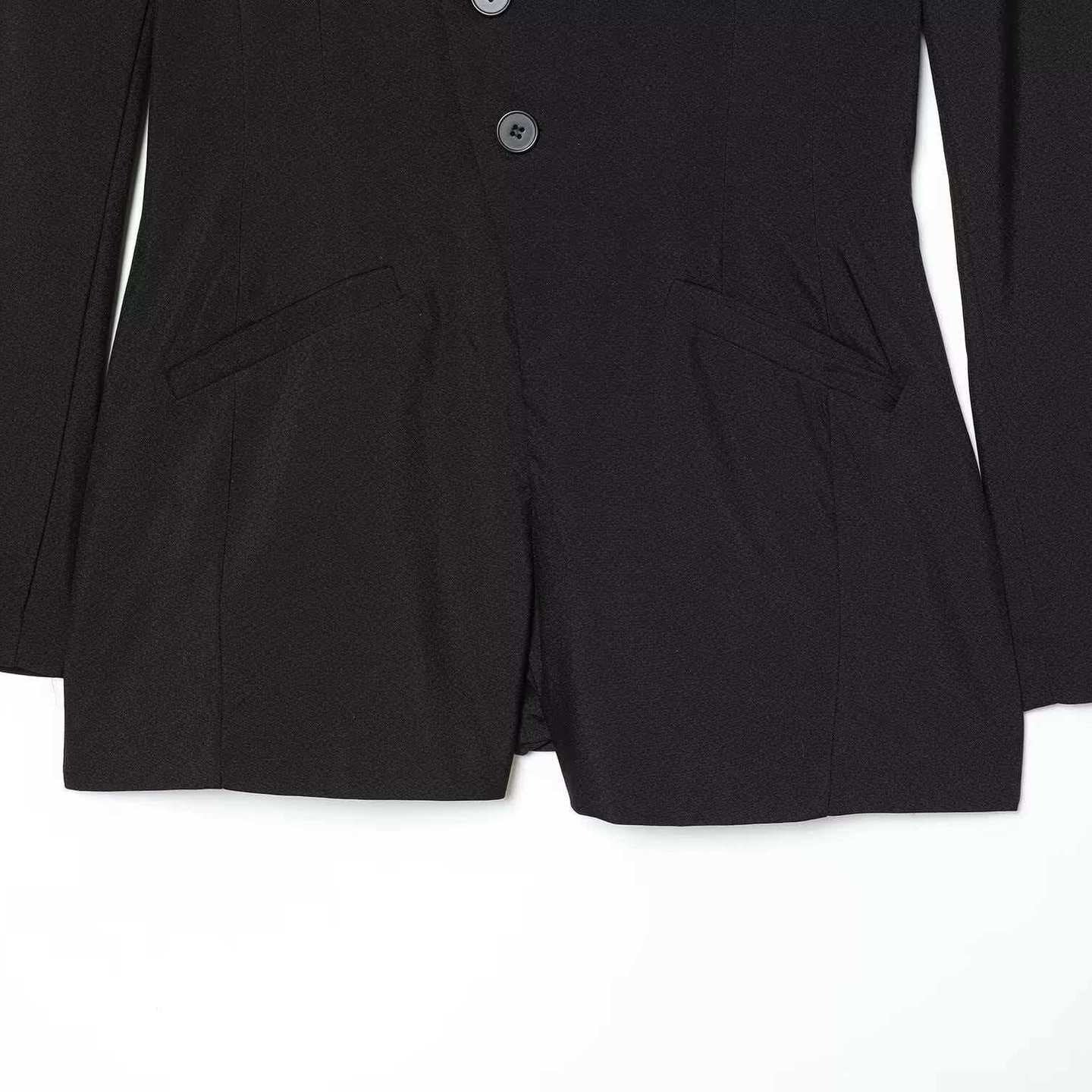 Damen Blazerjacke V-Ausschnitt Knopfdetails Eveloria