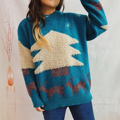 Damen Winterpullover Kuscheliger Pullover mit Weihnachtsdesign