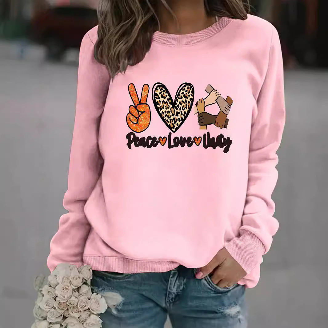 Damen Sweatshirt Peace Love Unity Motiv Eveloria