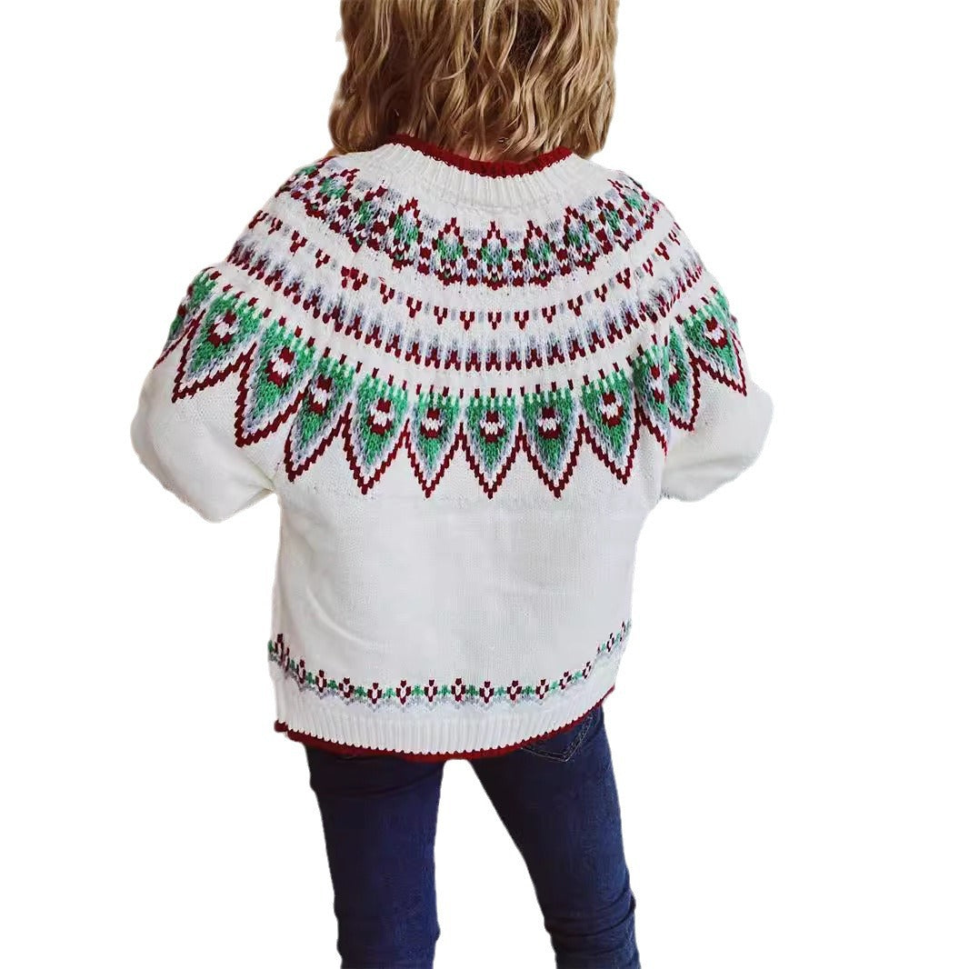 Damen Strickjacke Norweger-Muster Umschlägliche Knopfleiste Eveloria