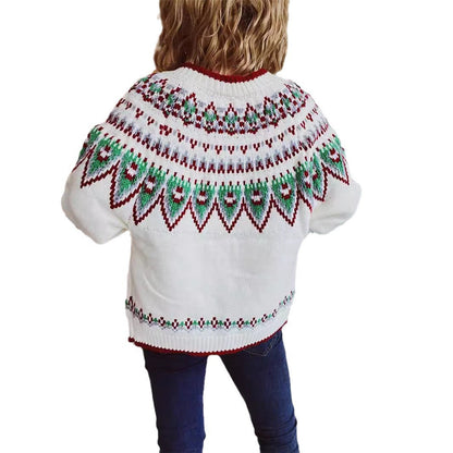 Damen Strickjacke Norweger-Muster Umschlägliche Knopfleiste Eveloria