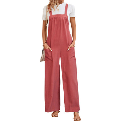Damen Latzhose Weites Bein Praktische Taschen Eveloria