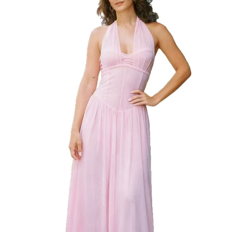 Damen Maxikleid Trägerlos Elegant Schmal