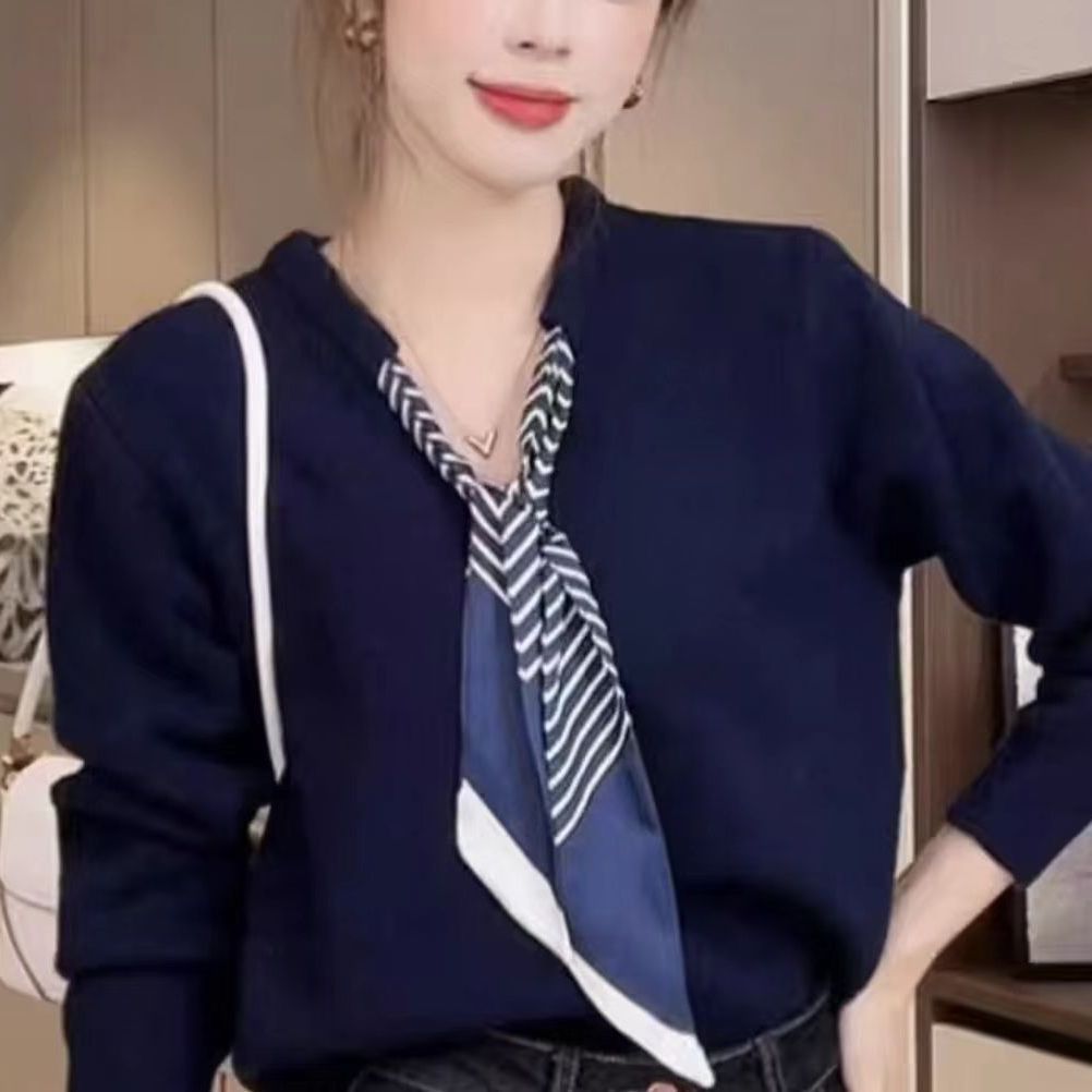 Damen Pullover mit Halstuch Elegant Eveloria