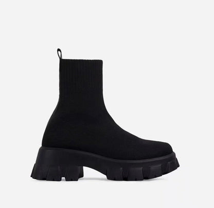 Damen Stiefel Hoch Schaft Robustes Plateau Eveloria