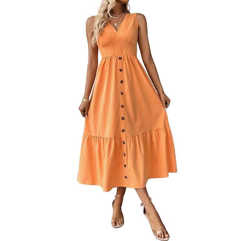 Damen Wickelkleid Midi Knöpfe Volant Elegant Eveloria