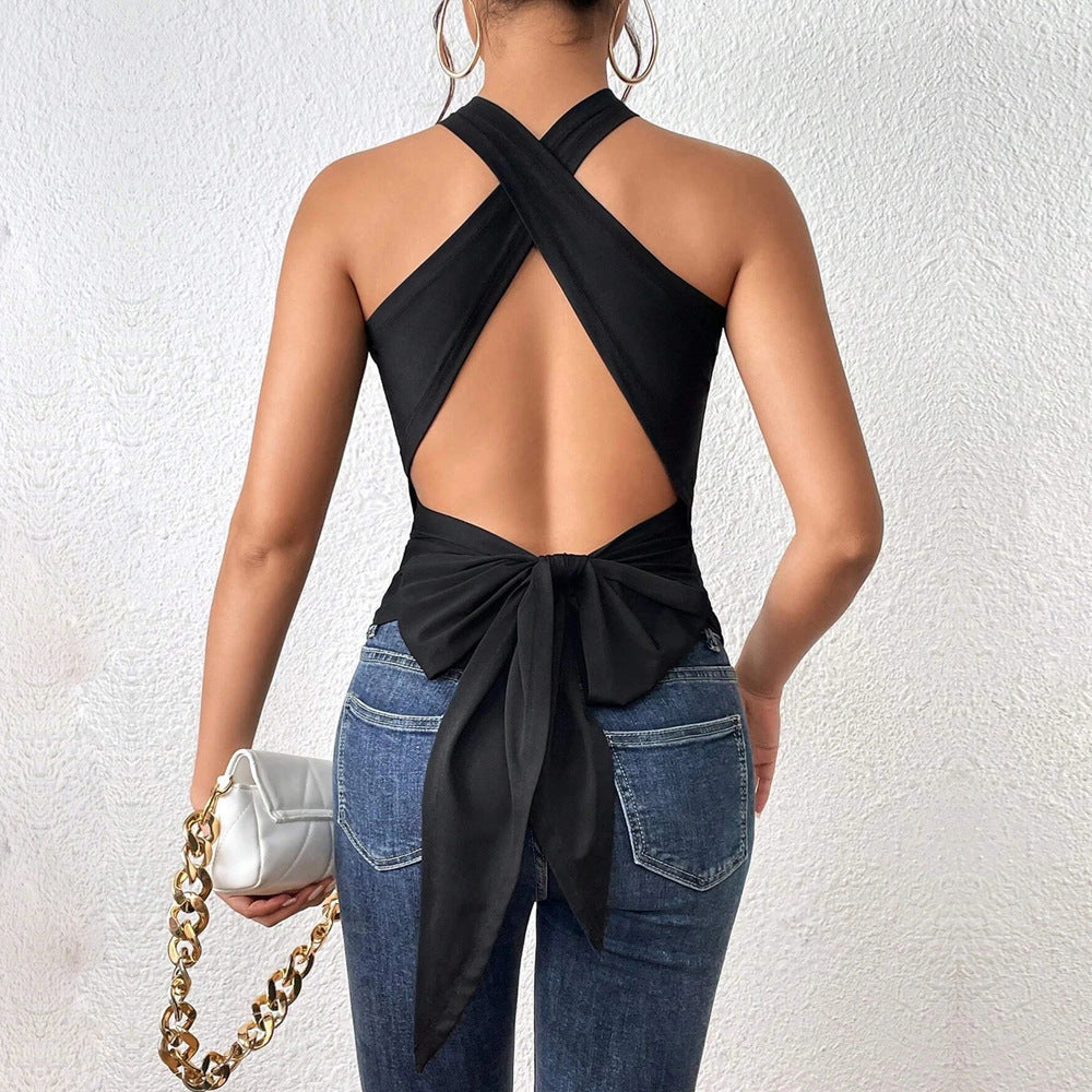 Damen Bodysuit Eleganter Kreuzausschnitt Figurbetonter Schnitt