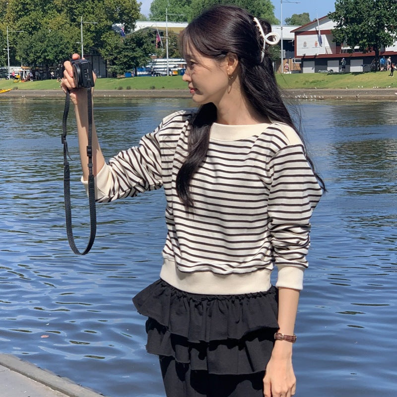 Damen Sweatshirt Gestreift Lässig von Eveloria - Eveloria