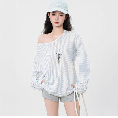Damen Langarmshirt Asymmetrisch Baumwolle Eveloria