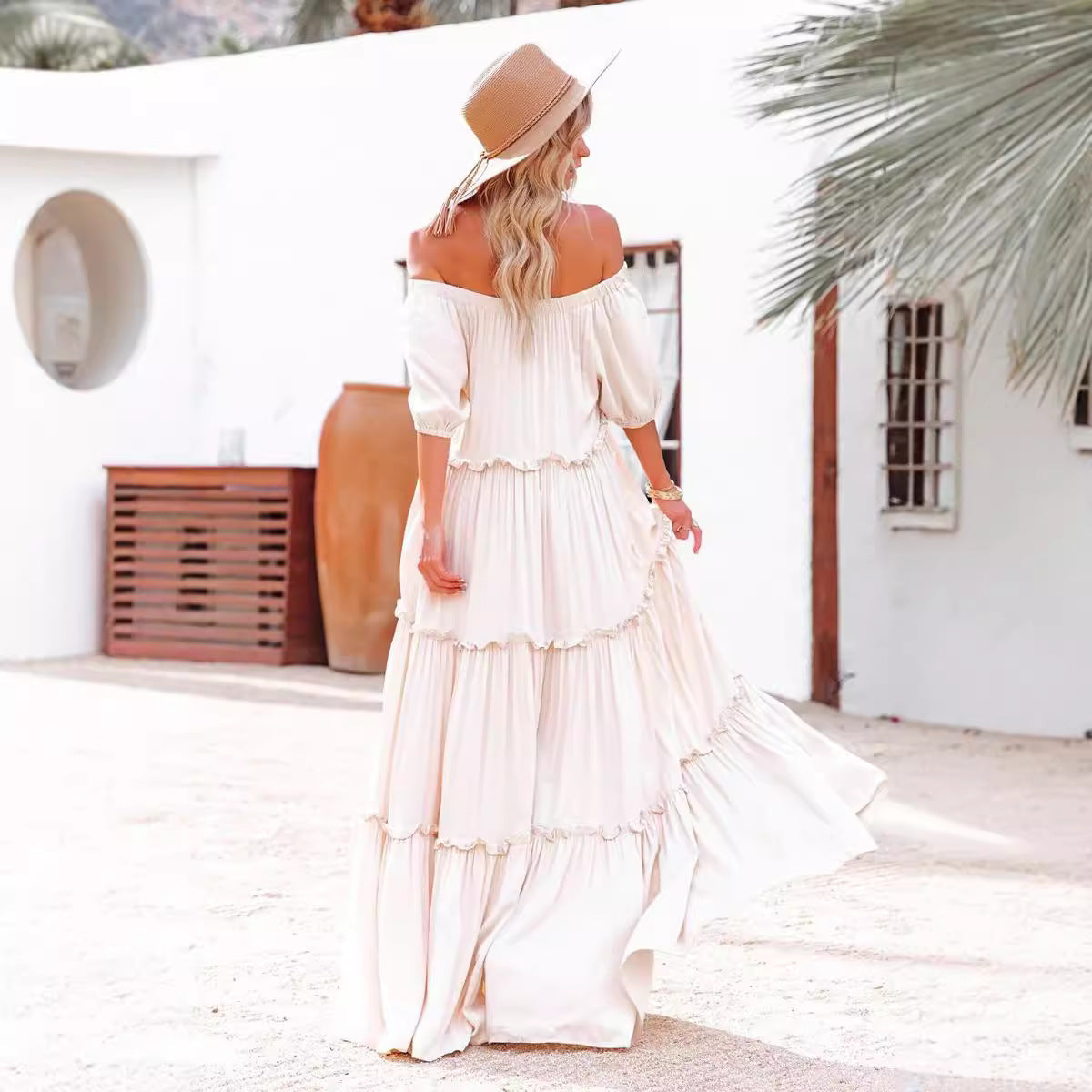 Damen Maxikleid mit Volants