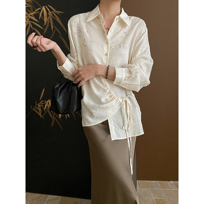Damen Blusenshirt Wickeldesign Floralmuster Eveloria