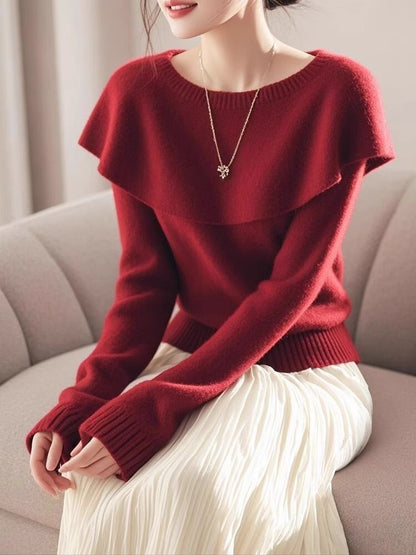 Damen Pullover Lässiger Schalkragen Eveloria