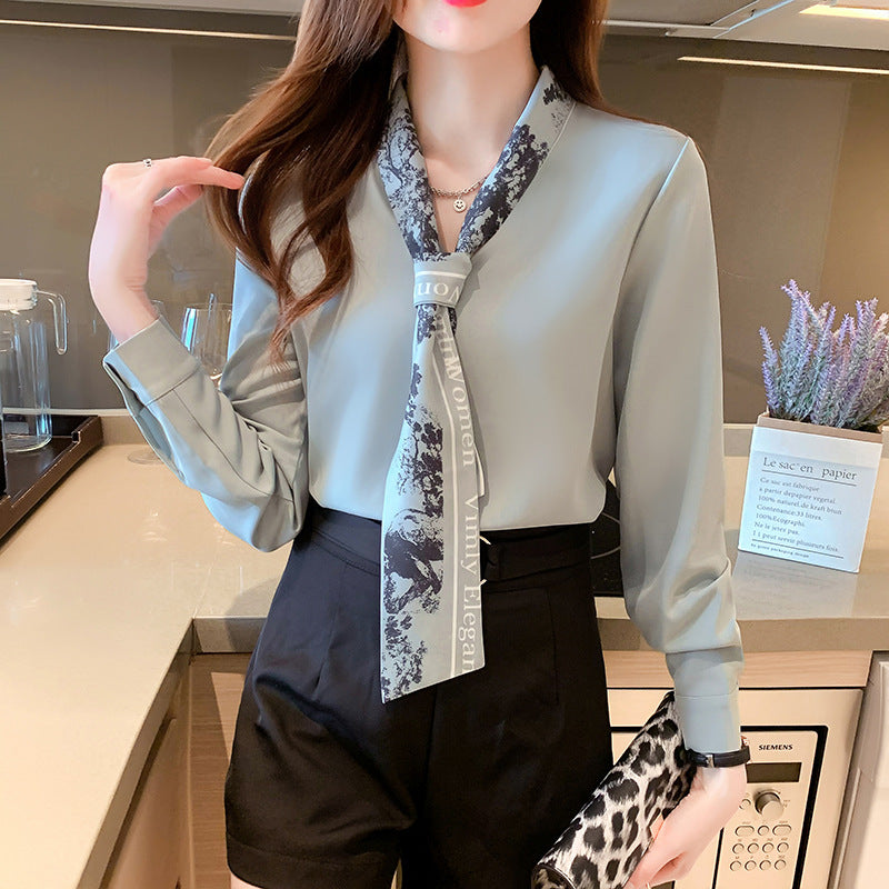 Damen Bluse Elegantes Design mit Halstuch