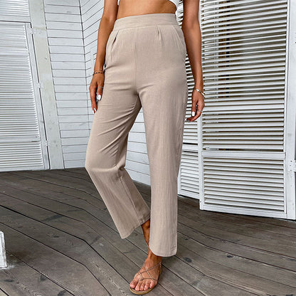 Damen Hochtaillenhose Weites Bein Elegant Eveloria
