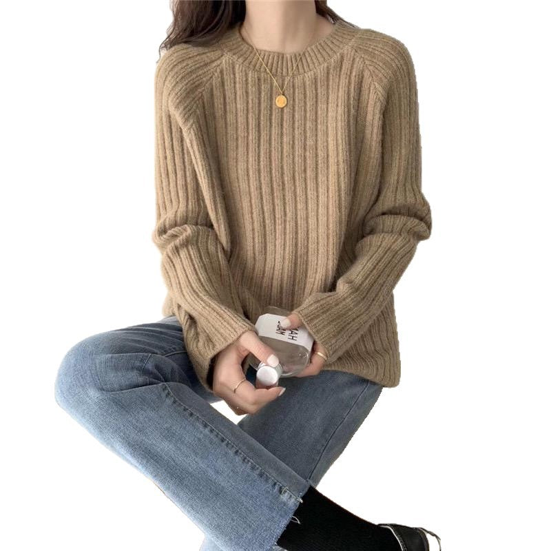 Damen Rippenstrickpullover Eveloria Gemütlich