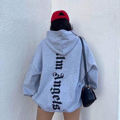 Damen Oversized Hoodie Kängurutasche Grau Eveloria