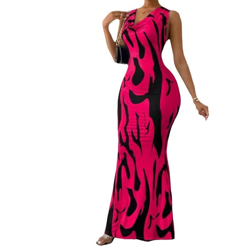 Damen Maxikleid Figurbetont Trendmuster Eveloria