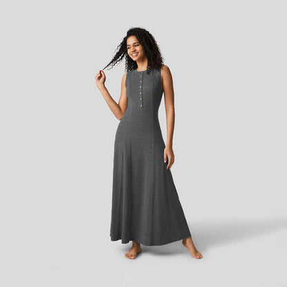 Damen Maxikleid Knopfleiste Figurfreundlich Eveloria