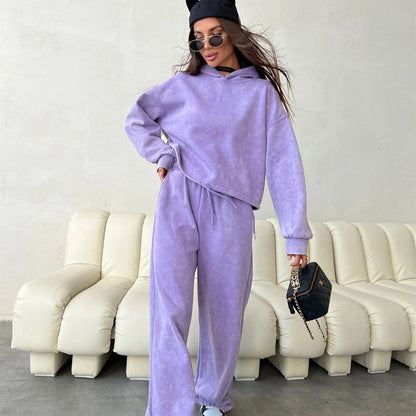Damen Hoodie-Set Weite Hose Elastischer Bund Eveloria