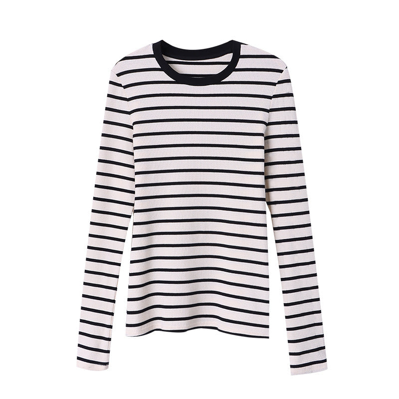 Damen Langarmshirt Gestreift Weich Eveloria