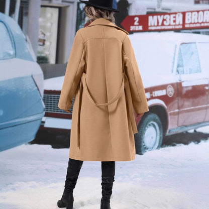Damen Oversized-Mantel Doppelter Knopfleiste Gürtel Eveloria