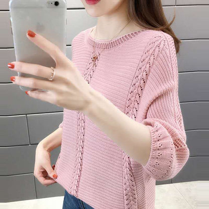 Damen Strickpullover Lässig Filigran Details Beige