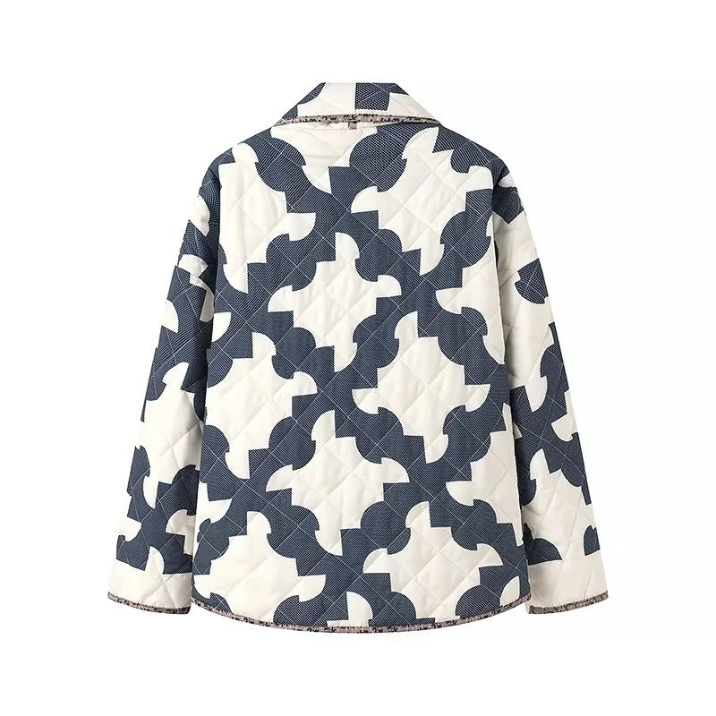 Damen Steppjacke Leicht Geometrische Muster Eveloria