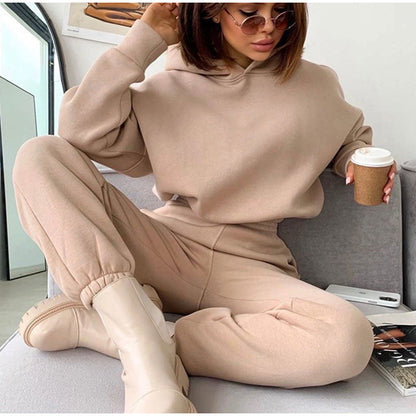 Damen Sportliches Lounge-Set Oversized Hoodie Jogginghosen Eveloria
