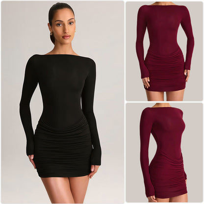 Damen Minikleid Schulterfrei Elegantes Drapieren Eveloria - Eveloria