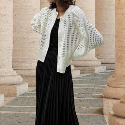Damen Strickcardigan Luftig Einzigartige Maschenstruktur Beige
