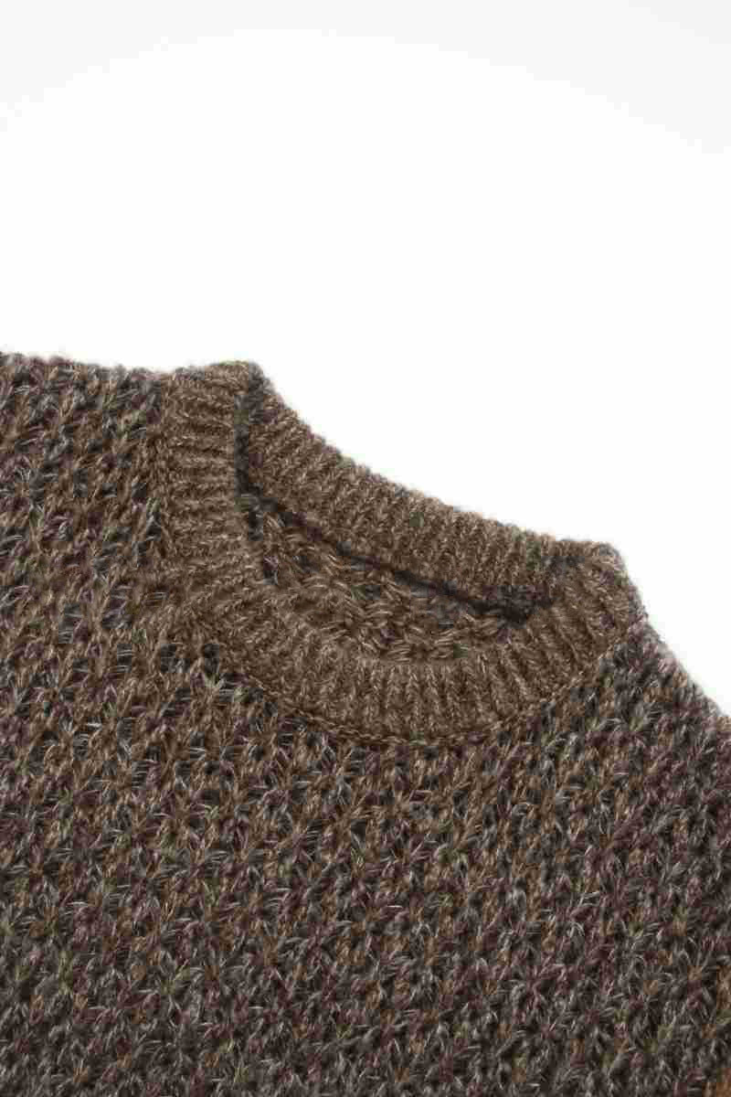 Damen Strickpullover Luftiger Look Offene Struktur Beige