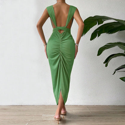 Damen Maxikleid V-Ausschnitt Elegant Halterdesign Eveloria