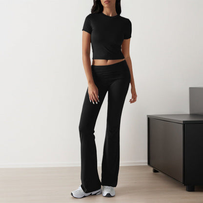 Damen Sportset Figurbetonter Flare Leggings Eveloria