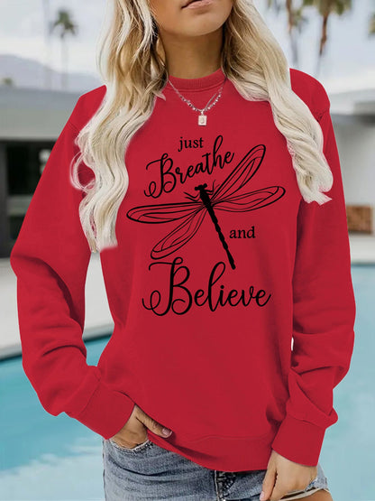 Damen Sweatshirt Drachenfliegen-Motiv Lässiger Schnitt Eveloria