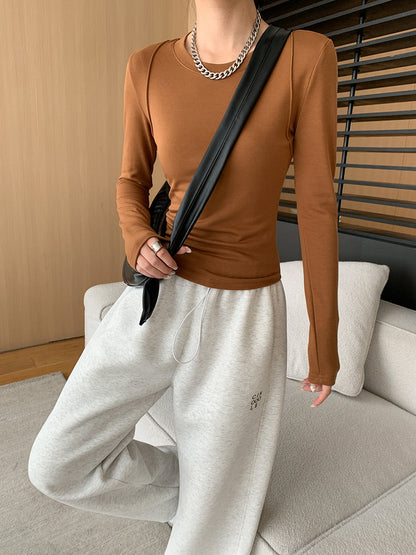 Damen Langarmshirt Figurbetont Weich Grün Eveloria