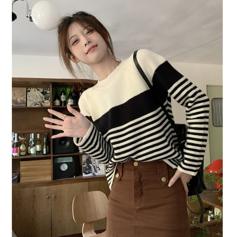 Damen Gestreifter Pullover Lässig Eveloria - Eveloria