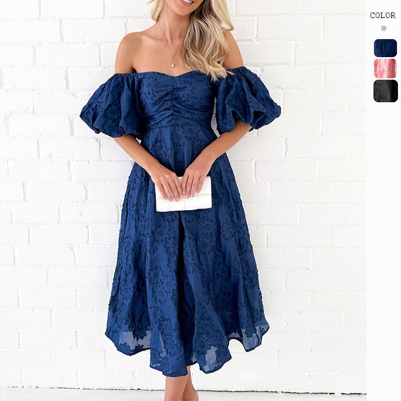 Damen Midikleid Puffärmel Floralmuster Eveloria - Eveloria