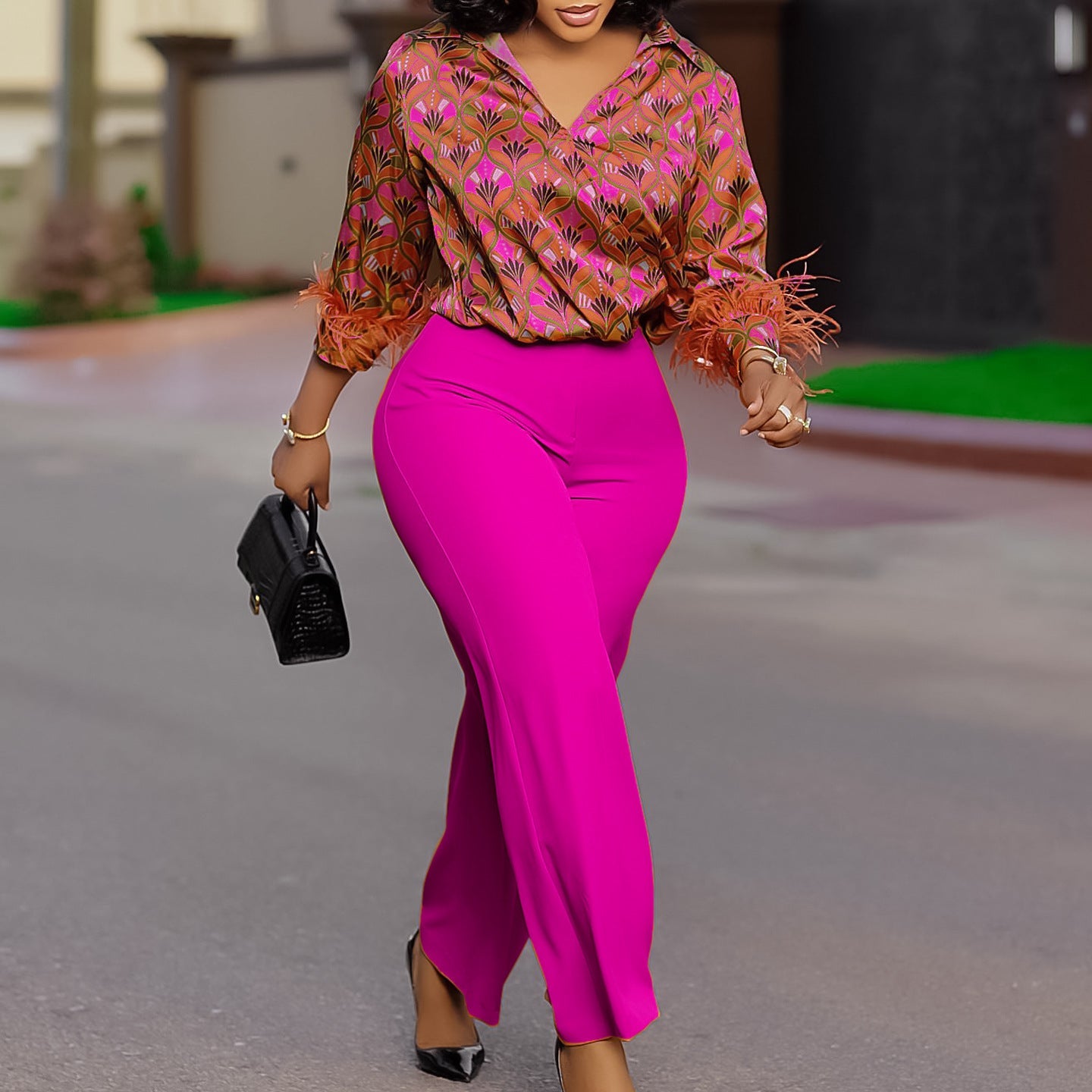 Damen Ensemble Floralmuster Elegant