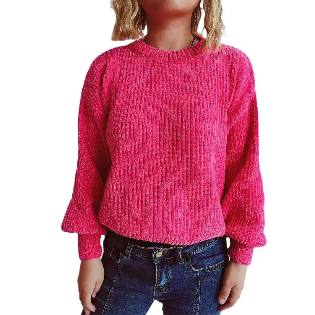 Damen Grobstrickpullover Weite Ärmel Strukturiert Beige