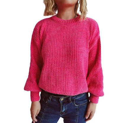 Damen Grobstrickpullover Weite Ärmel Strukturiert Beige
